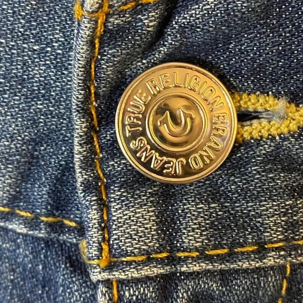 True Religion Jeans Mens Straight Flap Pocket‎ Dark Wash Denim Size 32x32.5